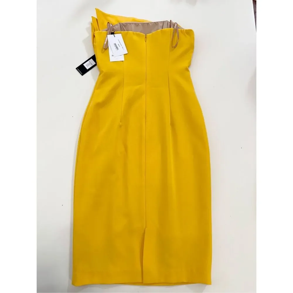 Posh Couture Womens Yellow‎ 3 Layer Bust Cocktail Dress Small NWT